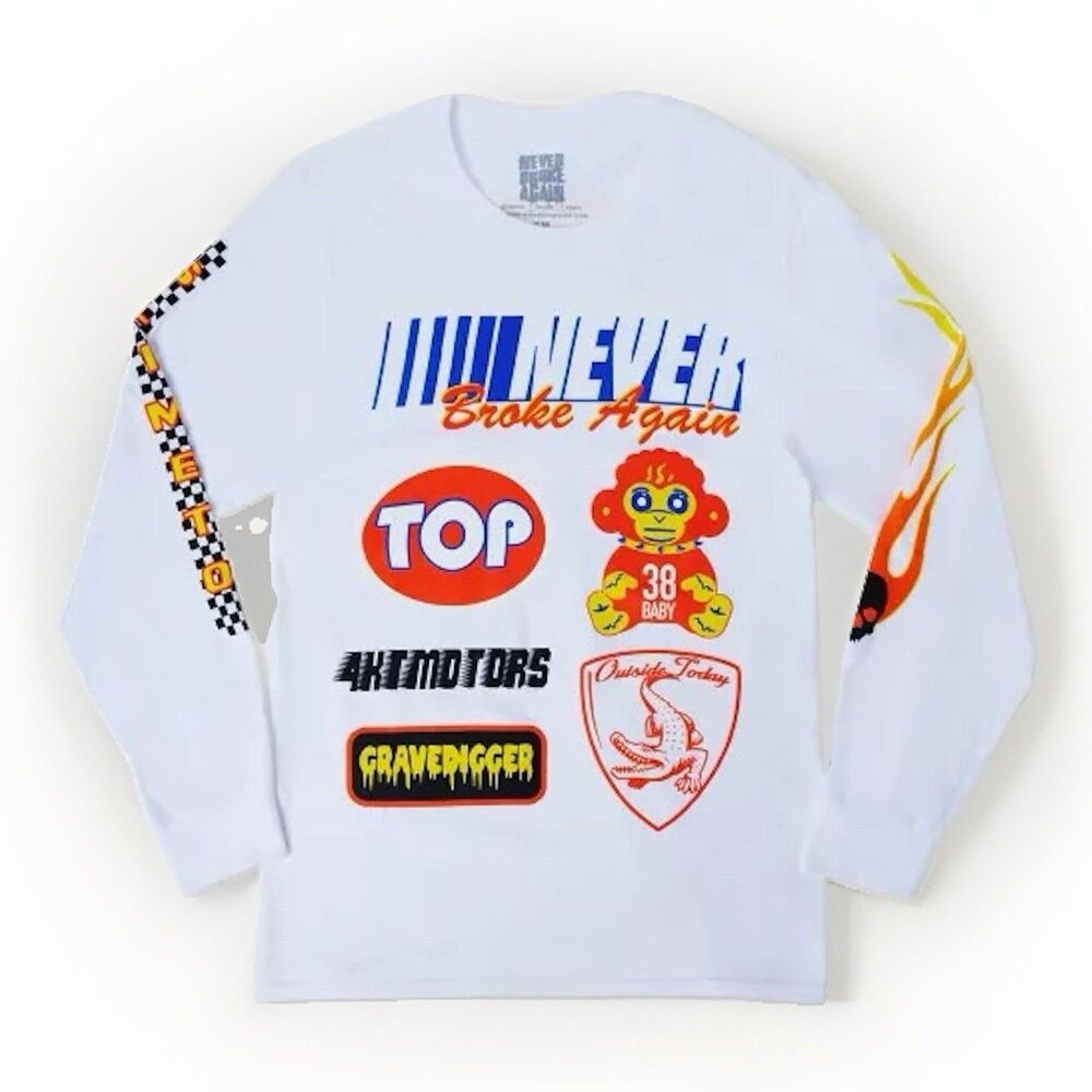 New NBA x Young Boy Never Broke Again Sponsors T-shirt Streetwear White Sz Small